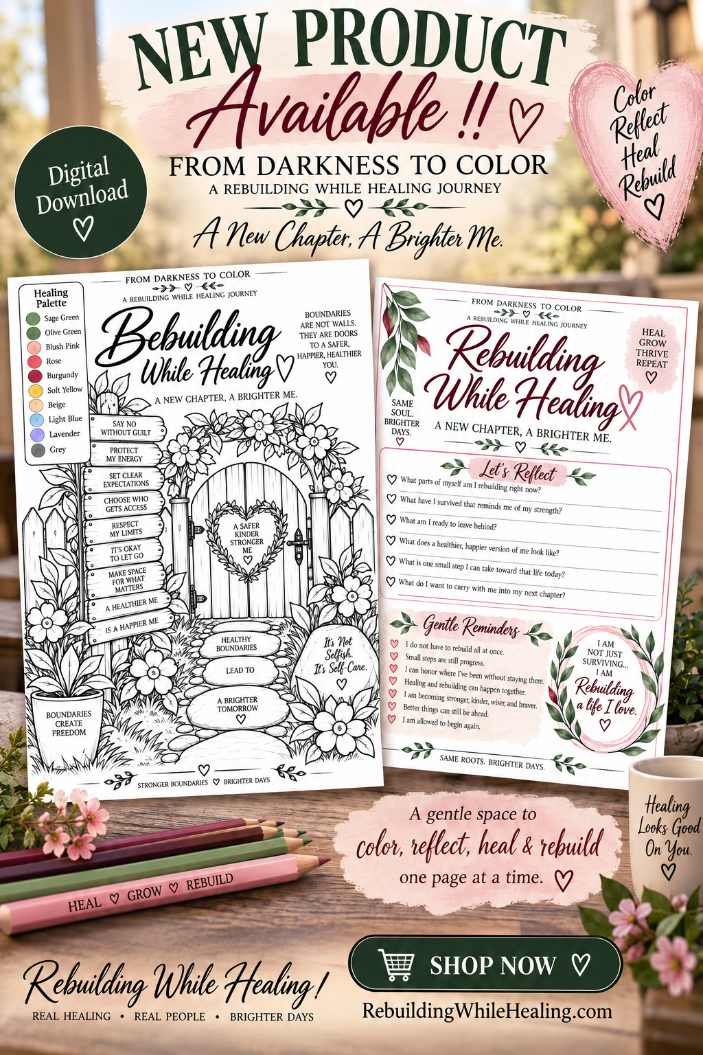 Darkness to Color: A Digital Coloring Journal for Healing and Self-Reflection